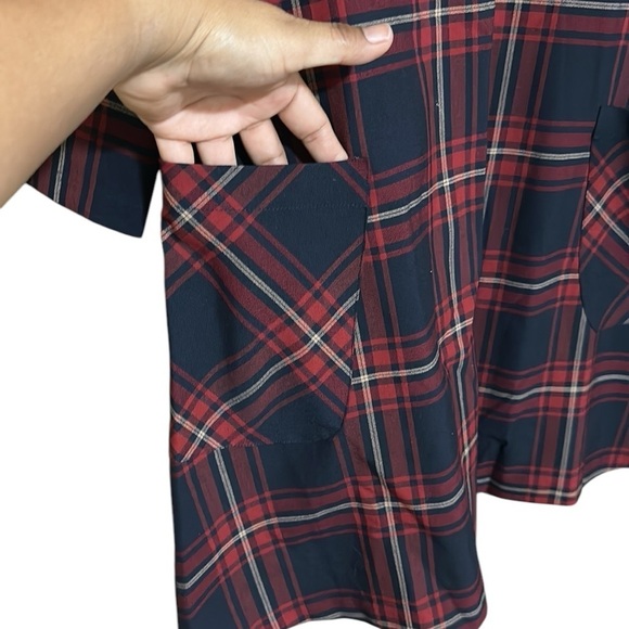 Zara Basic Plaid Women's Long Sleeve Dress With Pockets Size XS Red And Blue - Picture 4 of 10